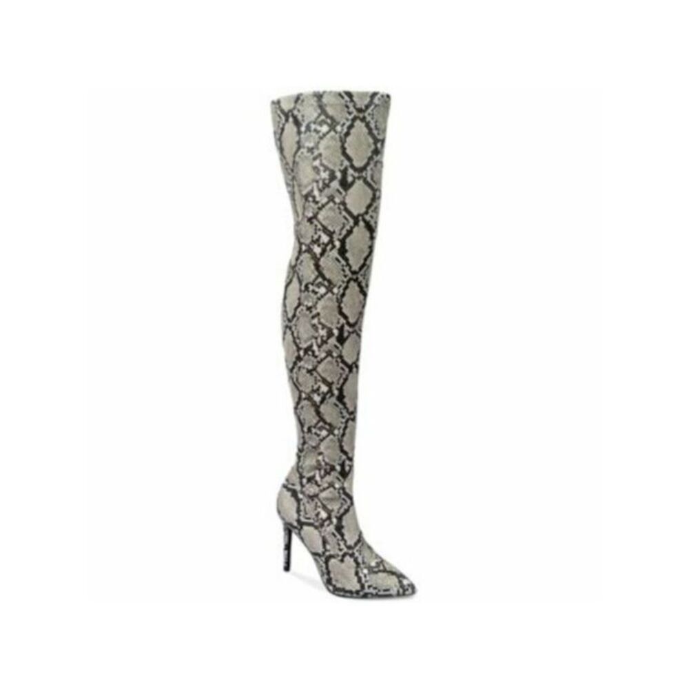 THALIA SODI Womens Beige Cushioned Stiletto Zip-Up Dress Boots 6.5
